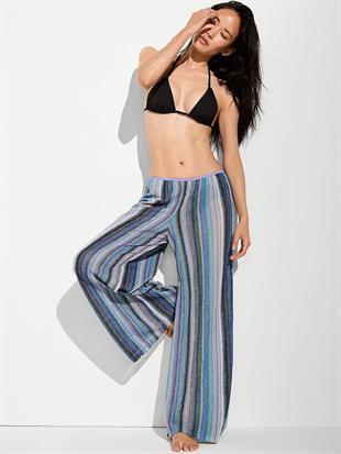 Beachwear Işıltılı Triko Bol Paça Pantolon