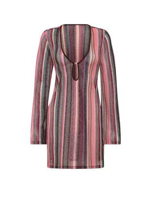 Beachwear Işıltılı Triko Uzun Kollu Mini Elbise