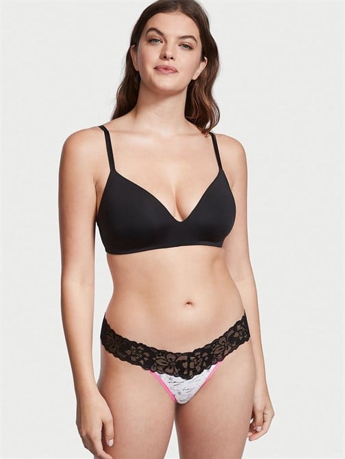 Victorias Secret Bel Kısmı Dantelli Pamuklu Tanga Külot