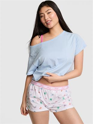 Bol Kesimli Pamuklu Pijama Şortu