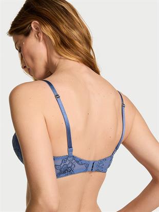 Bombshell İki Beden Büyük Gösteren Denim Dantelli Push-Up Sütyen