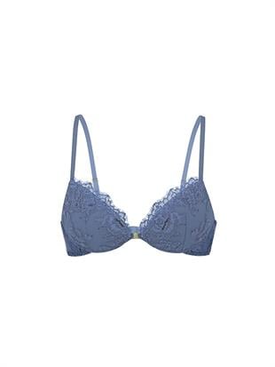 Bombshell İki Beden Büyük Gösteren Denim Dantelli Push-Up Sütyen