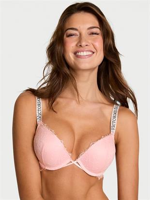 Bombshell İki Beden Büyük Gösteren Işıltılı Askılı Dantelli Push-Up Sütyen