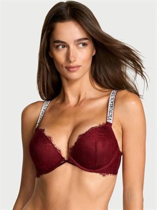 Bombshell İki Beden Büyük Gösteren Işıltılı Askılı Dantelli Push-Up Sütyen