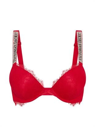 Bombshell İki Beden Büyük Gösteren Işıltılı Askılı Dantelli Push-Up Sütyen