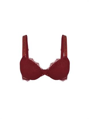 Bombshell İki Beden Büyük Gösteren Işıltılı Askılı Dantelli Push-Up Sütyen