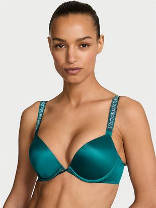 Bombshell Işıltılı Askılı 2 Beden Büyük Gösteren Push-Up Sütyen