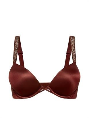 Bombshell Işıltılı Askılı 2 Beden Büyük Gösteren Push-Up Sütyen