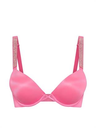 Bombshell Işıltılı Askılı 2 Beden Büyük Gösteren Push-Up Sütyen