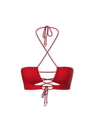 Büzgülü Dönüştürülebilir Bandeau Bikini Üstü