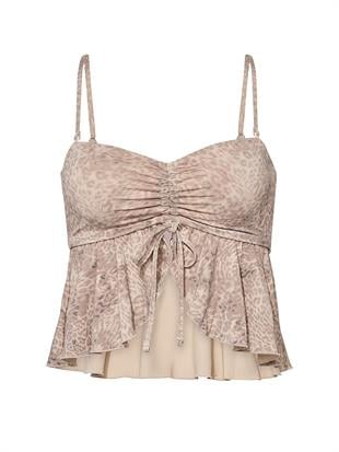 Büzgülü Fırfırlı Tankini Üst