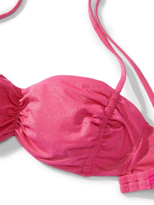 Büzgülü Işıltılı Bralette Bikini Üstü