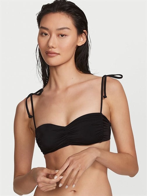 Büzgülü Işıltılı Bralette Bikini Üstü