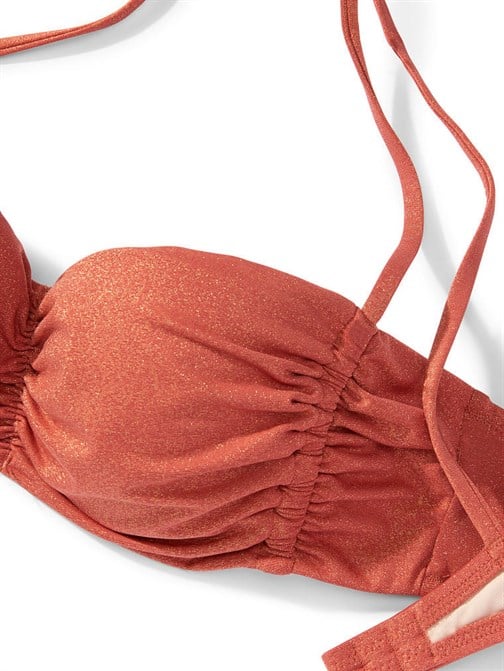 Büzgülü Işıltılı Bralette Bikini Üstü