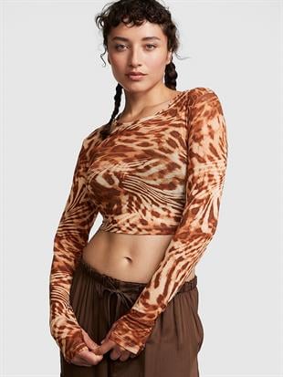 Chlöe x Halle Uzun Kollu File Crop Top