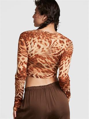 Chlöe x Halle Uzun Kollu File Crop Top