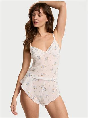 Çiçek Desenli Şifon Atlet Takımı