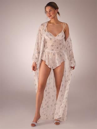 Çiçek Desenli Şifon Atlet Takımı