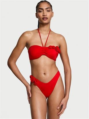 Çiçek Detaylı Bandeau Bikini Üstü