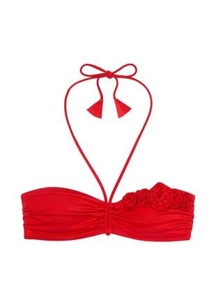 Çiçek Detaylı Bandeau Bikini Üstü