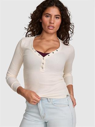 Çıtçıtlı Uzun Kollu Henley Üst