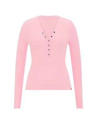 Çıtçıtlı Uzun Kollu Henley Üst