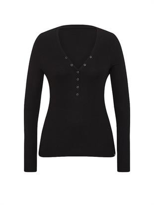 Çıtçıtlı Uzun Kollu Henley Üst
