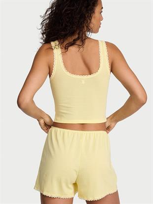 Çizgili Kısa Bluz ve Şort Takımı