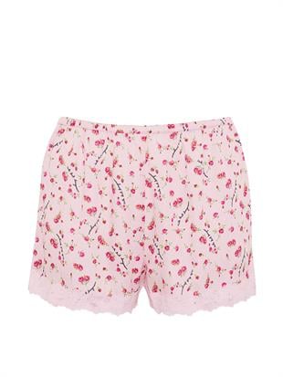Dantel Detaylı İpeksi Geniş Kesim Pijama Şortu