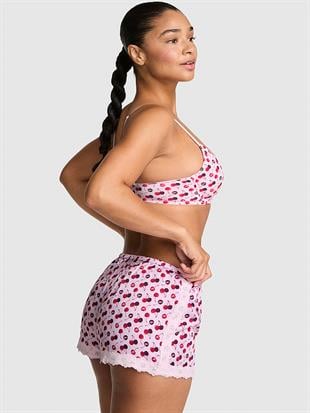 Dantel Detaylı İpeksi Geniş Kesim Pijama Şortu