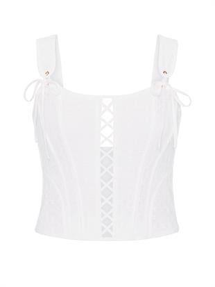 Dantel Detaylı Korset Top