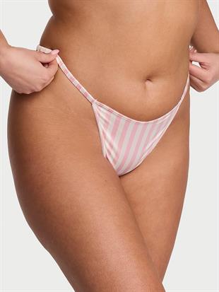 Dantel Detaylı Saten V-String Külot
