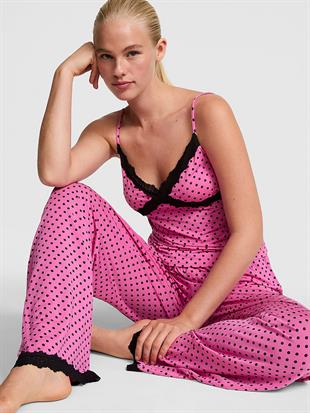 Dantelli Askılı Üst ve Alt Pijama Takımı
