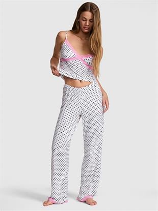 Dantelli Askılı Üst ve Alt Pijama Takımı