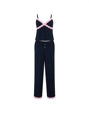 Dantelli Askılı Üst ve Alt Pijama Takımı