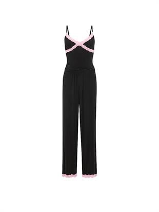 Dantelli Askılı Üst ve Alt Pijama Takımı