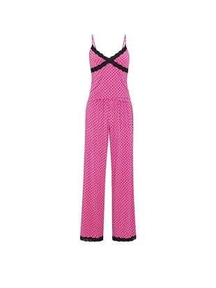 Dantelli Askılı Üst ve Alt Pijama Takımı