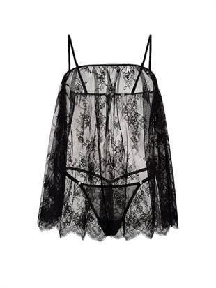 Dantelli Düz Yaka Babydoll Takımı