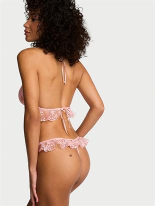 Dantelli Fırfırlı Halter Yaka Dekolteli Teddy