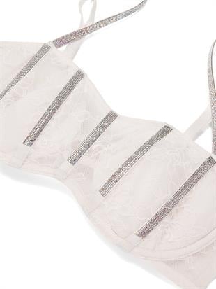 Dantelli Gradyan Işıltılı Bandeau Sütyen