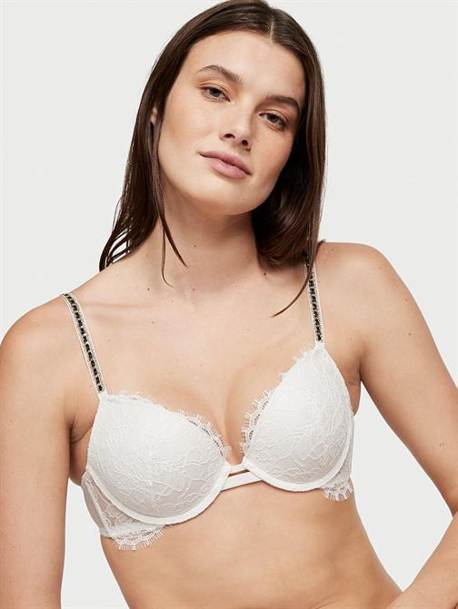 Dantelli Işıltılı Askılı Push-Up Sütyen
