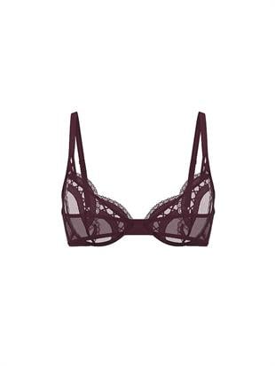 Dantelli İşlemeli Desteksiz Demi Sütyen