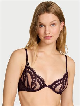 Dantelli İşlemeli Desteksiz Demi Sütyen