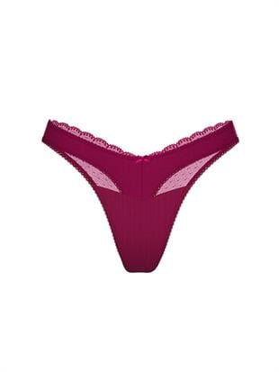 Dantelli Pointelle Derin Bacak Kesim Scoop Tanga