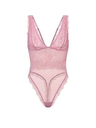 Dantelli Şifon Derin V Yaka Teddy