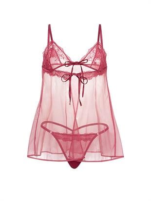 Dantelli Üçgen Babydoll Takımı