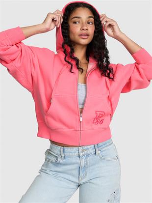 Dar Kesim Fermuarlı Kapüşonlu Sweatshirt