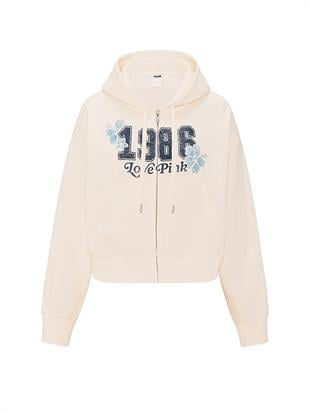 Dar Kesim Fermuarlı Kapüşonlu Sweatshirt