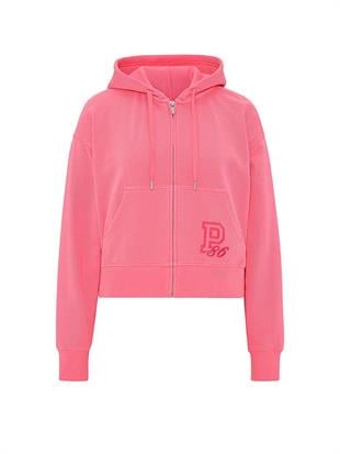 Dar Kesim Fermuarlı Kapüşonlu Sweatshirt
