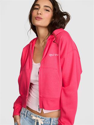 Dar Kesim Fermuarlı Kapüşonlu Sweatshirt